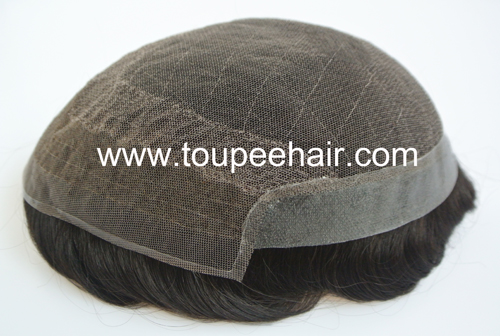 Stock double lace skin toupee Q7